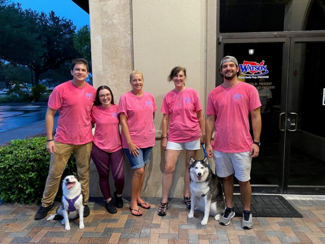 Customers wearing TeeTime t-shirts